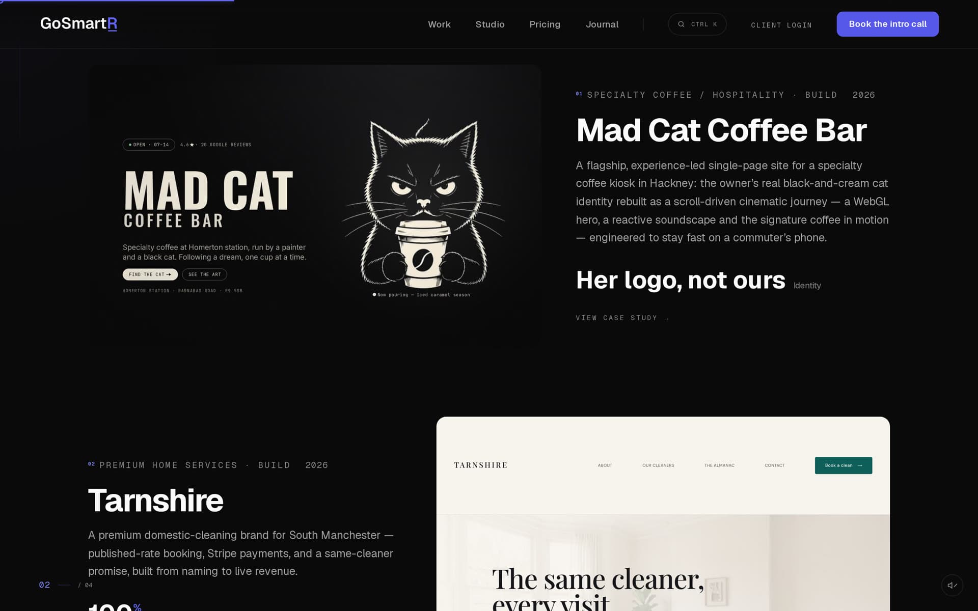 GoSmartR work index: Mad Cat Coffee Bar and Tarnshire engagement cards